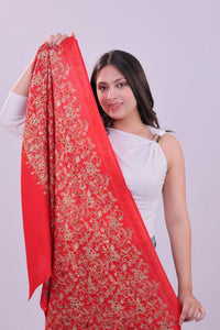 Crimson Heritage Embroidered Fine Wool Shawl