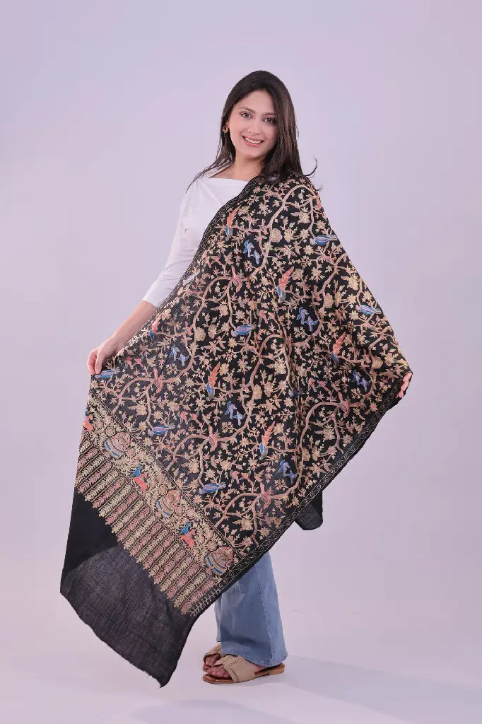 Midnight Noir Fine Wool Stole