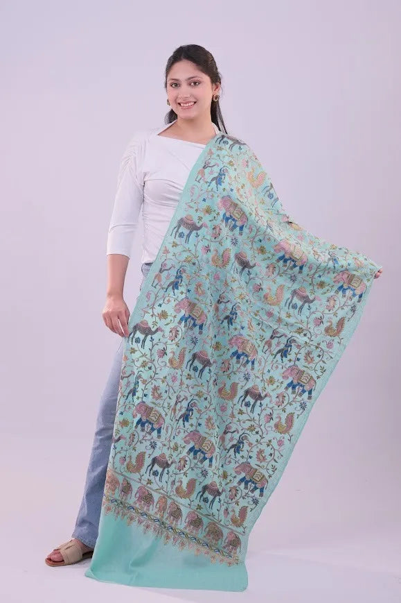Aqua Mist Fine Wool Stole
