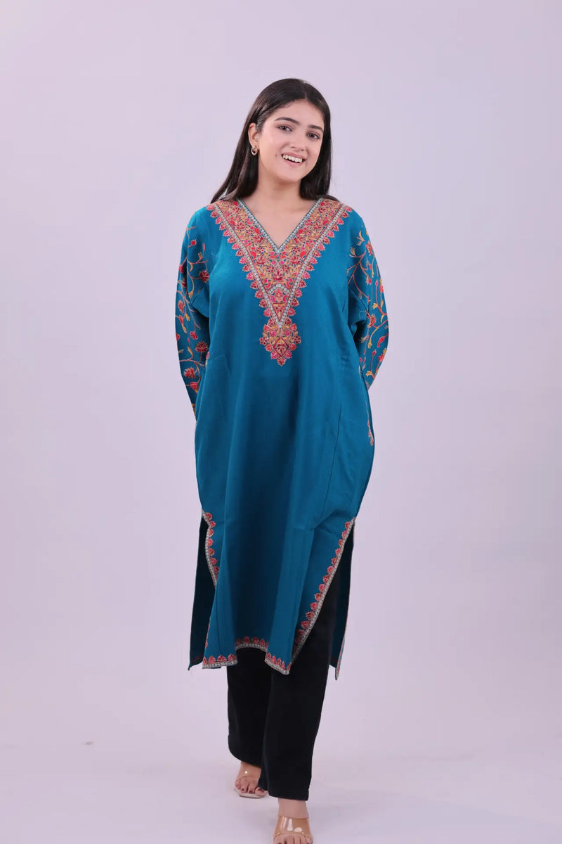 Azure Bloom Kashmiri Pheran