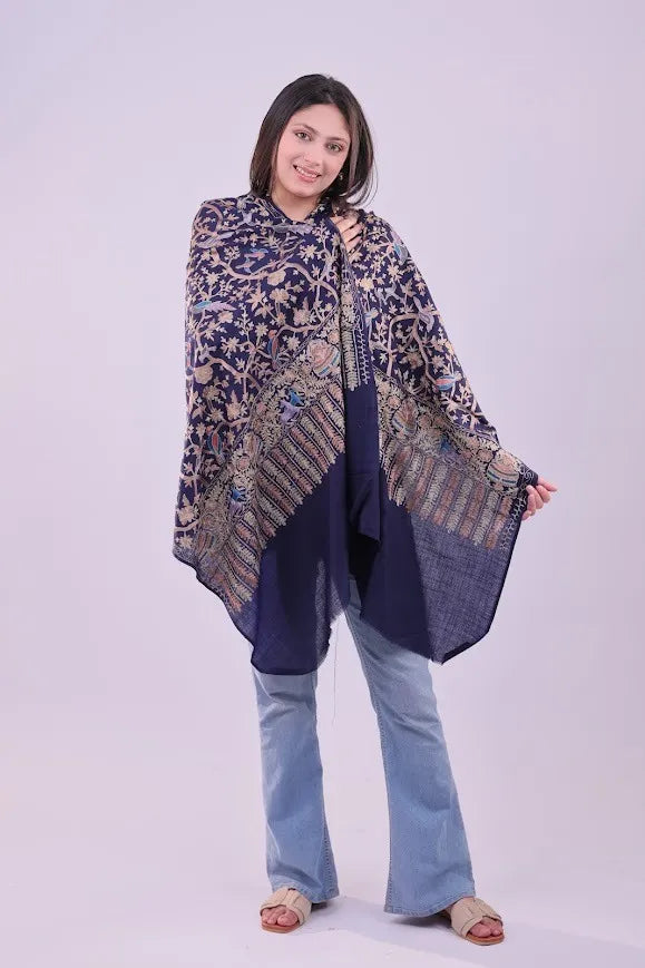 Midnight Bloom Fine Wool Stole — product image 1
