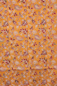 Golden Saffron Floral Fine Wool Stole