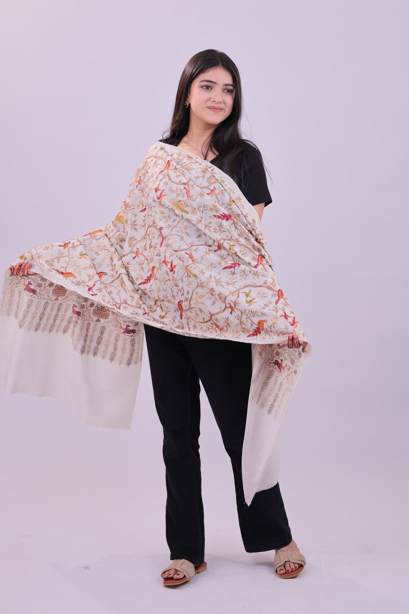 Ivory Blossom Fine Wool Stole
