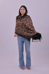 Midnight Bloom Floral Fine Wool Stole
