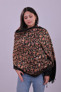Midnight Bloom Floral Fine Wool Stole