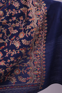 Midnight Floral Embroidered Shawl