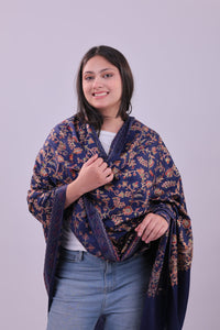 Midnight Floral Embroidered Shawl