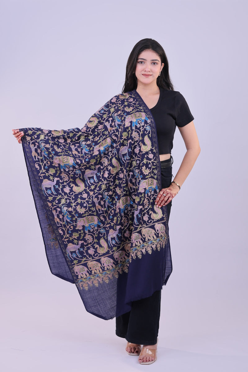 LIYAAQAT Royal Midnight Fine Wool Stole – full drape