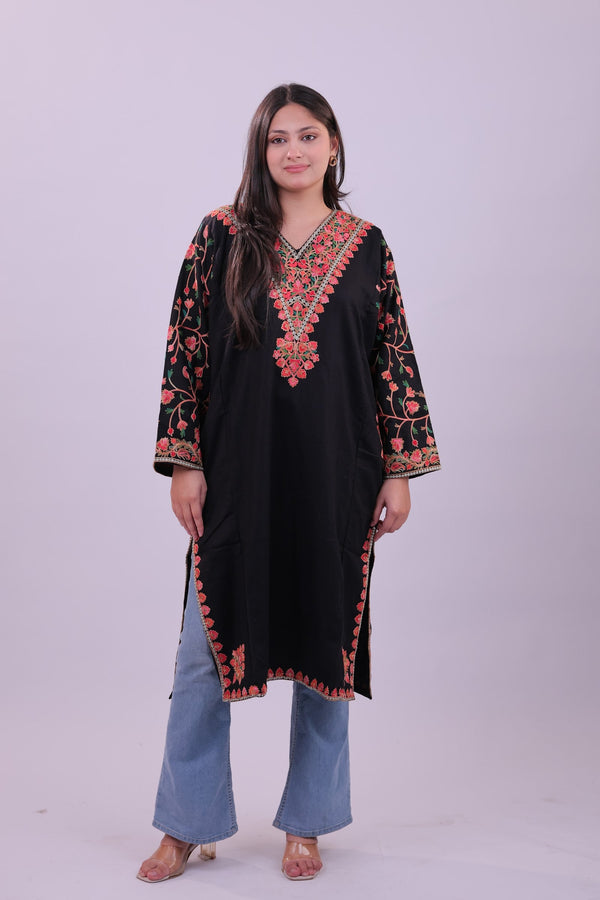 LIYAAQAT Azure Bloom embroidered pheran