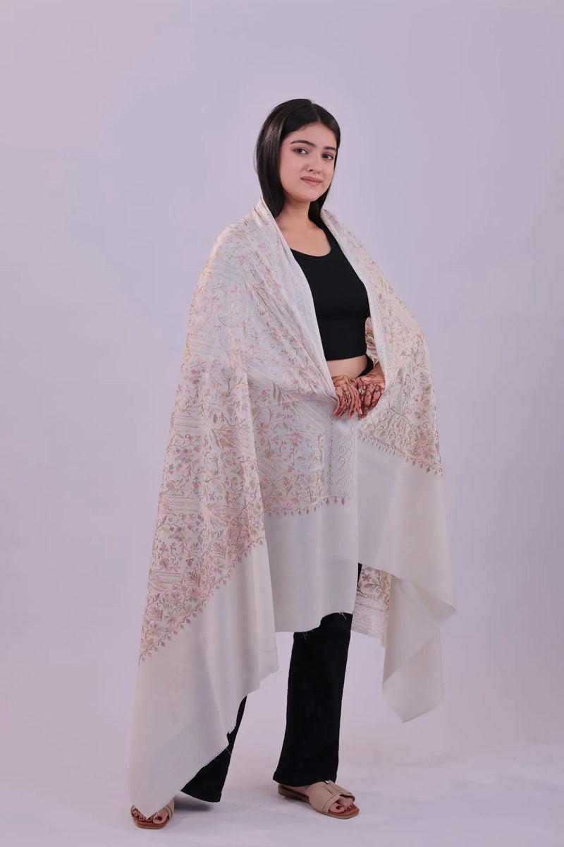 Kashmiri Hand-Embroidered Fine Wool shawl