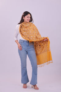 Golden Zari Fine Wool Stole