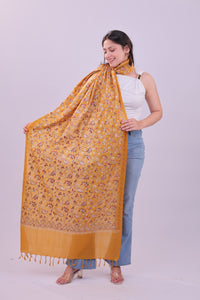 Golden Zari Fine Wool Stole