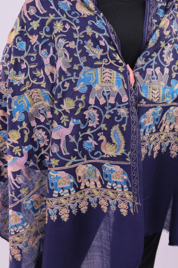 Royal Midnight Embroidered Stole