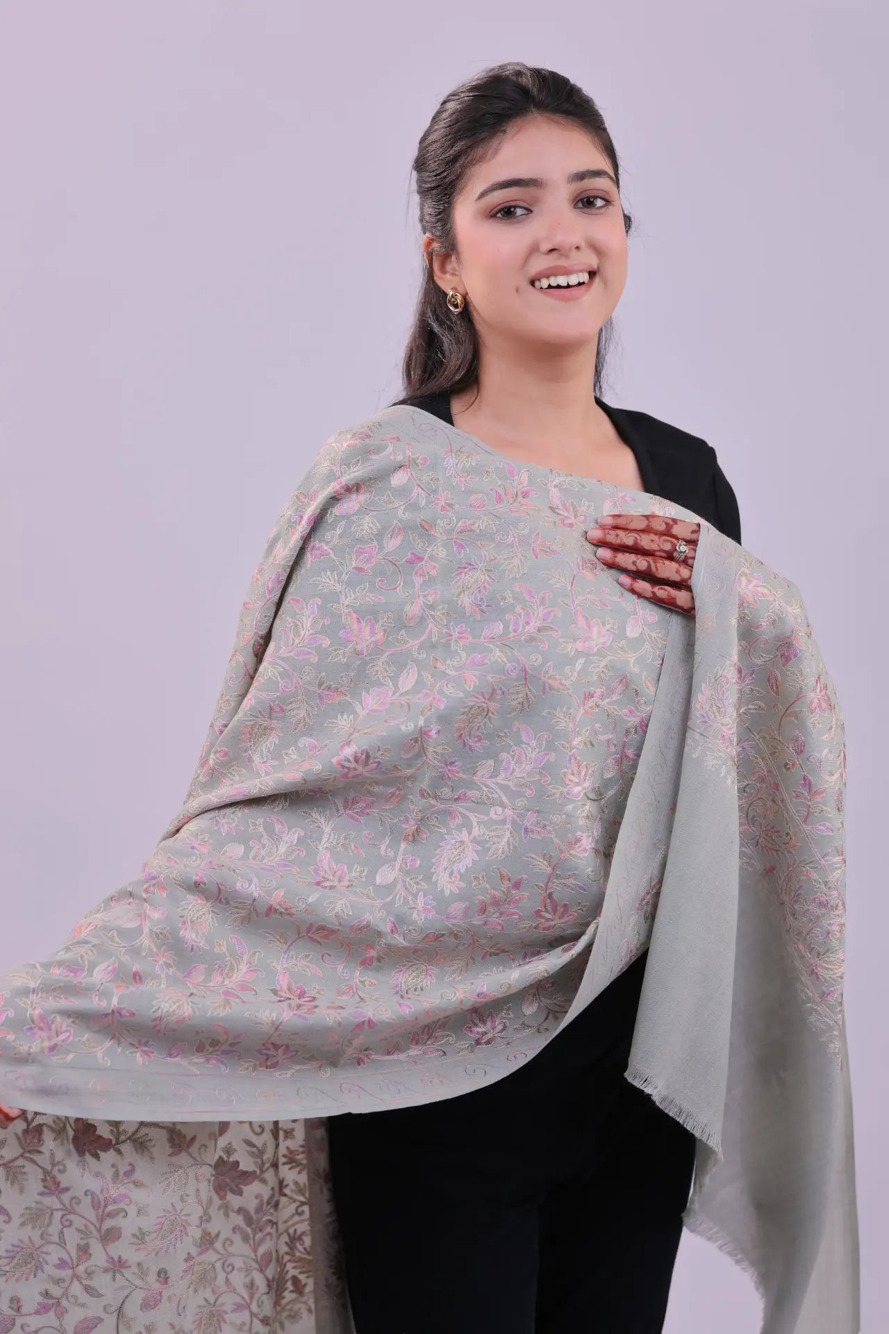 Ivory Mist · Delicate Floral Embroidery
