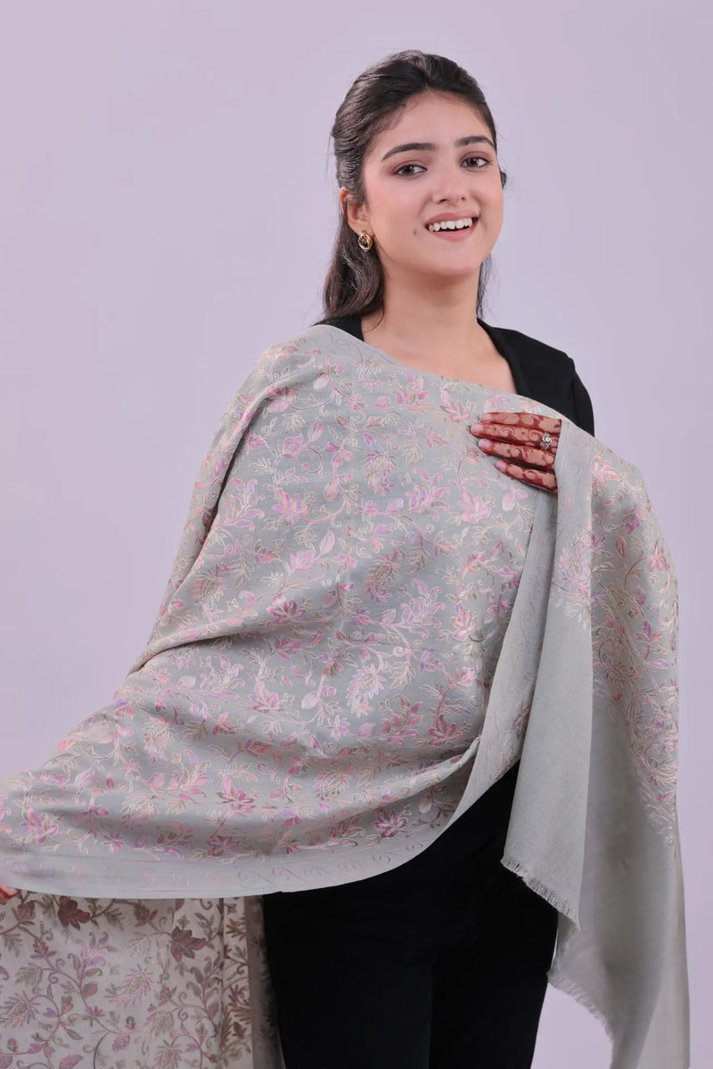 Ivory Mist · Delicate Floral Embroidery
