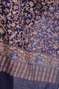Midnight Bloom Fine Wool Stole