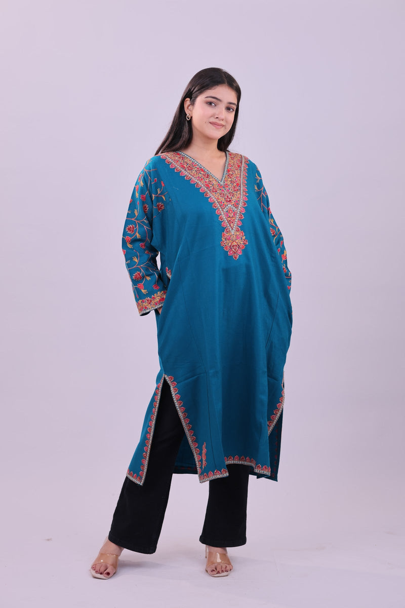 Azure Bloom Embroidered Pheran