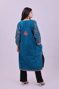 Azure Bloom Embroidered Pheran