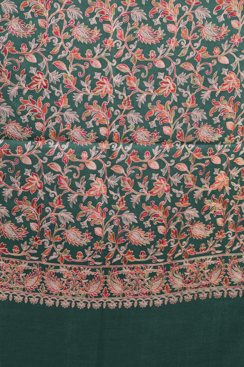 LIYAAQAT Emerald Grove Fine Wool Stole – full drape