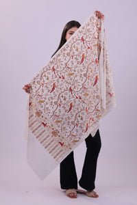 Ivory Blossom Fine Wool Stole