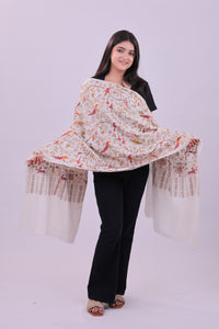 Ivory Blossom Fine Wool Stole