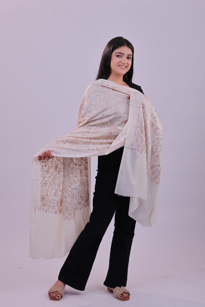 Ivory Mist Fine Wool Stole