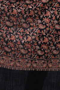 Midnight Bloom Floral Fine Wool Stole