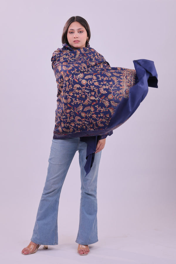 LIYAAQAT Midnight Floral Embroidered Shawl – full drape